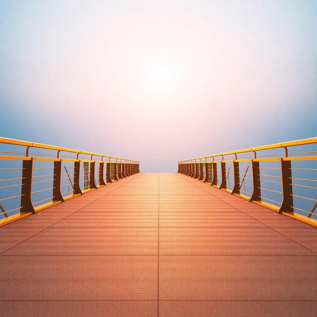 Passarela iluminada representando um novo começo